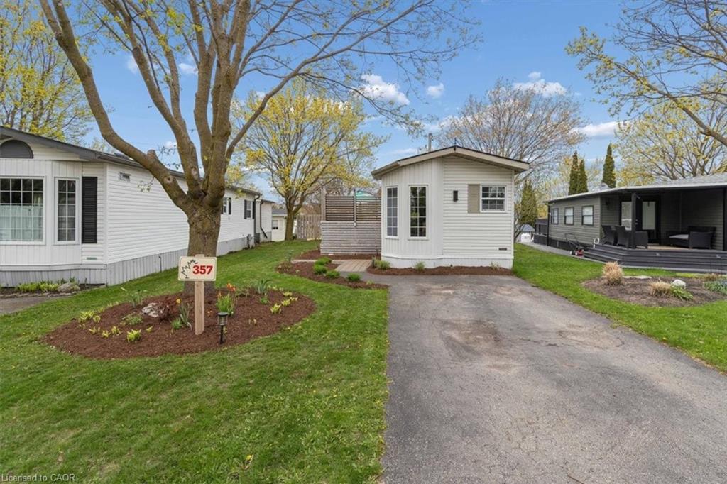 Private driveway with mature trees