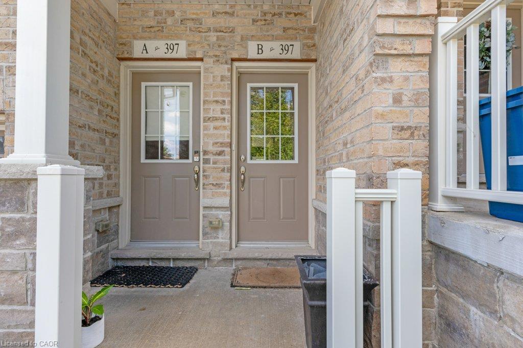 Brick and stone veneer facade with two separate entrances