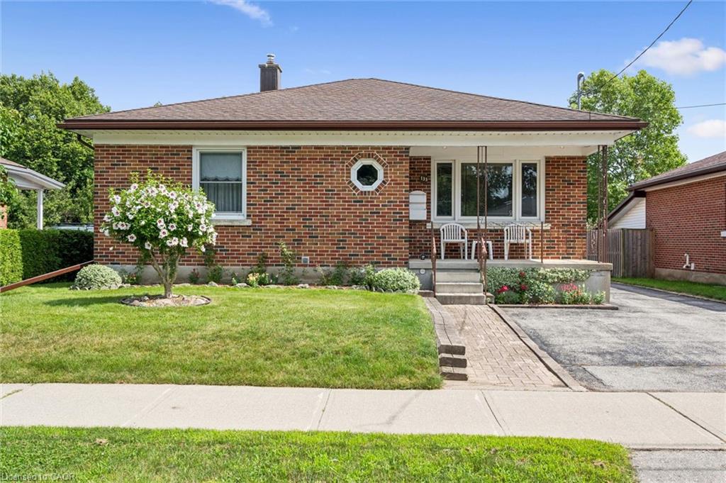 Brick exterior with a covered porch
