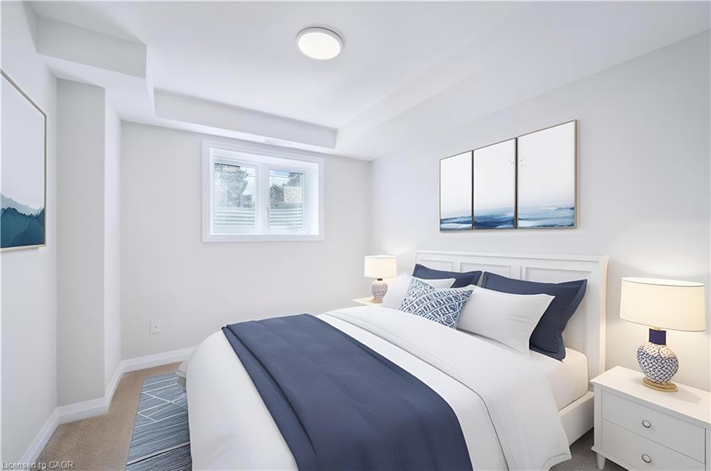 Carpeted bedroom with baseboards
