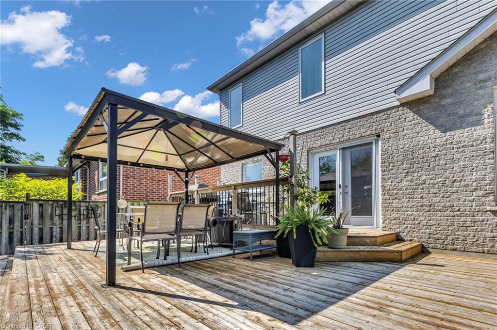 Expansive wood deck with a permanent covered gazebo