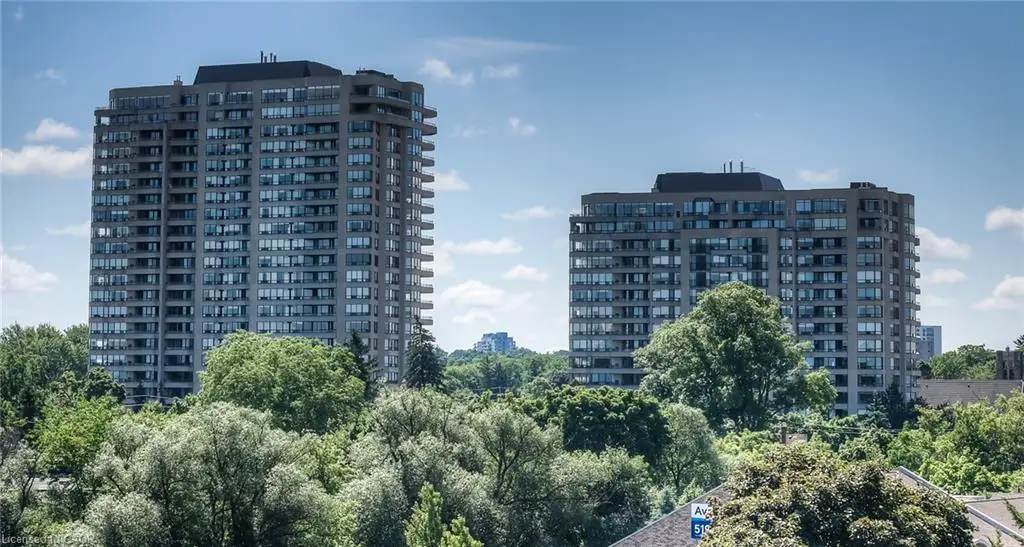Multi-story residential buildings with multiple balconies