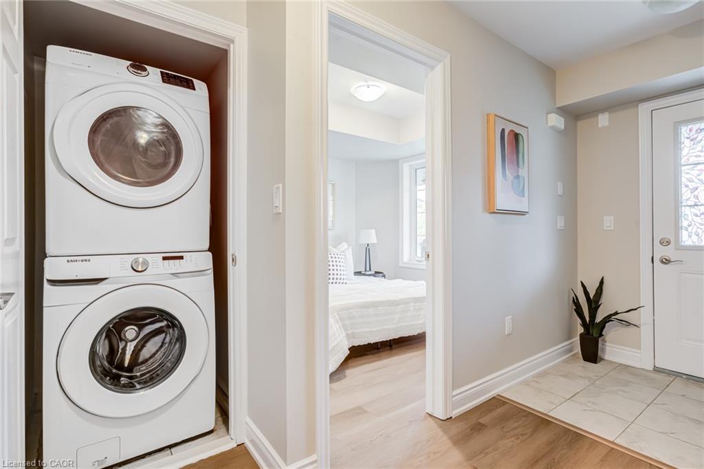 Stackable laundry appliances in a dedicated closet