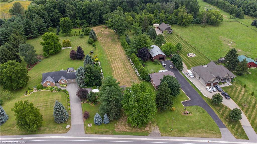 Aerial overview of property's location featuring rural landscape