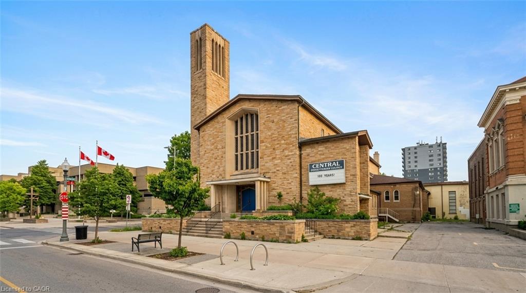 Stone exterior with a prominent bell tower