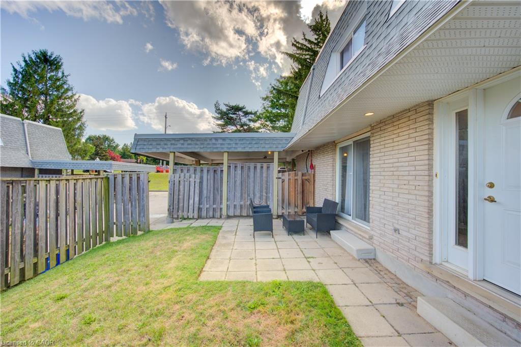 Fenced backyard featuring a patio area and entry steps