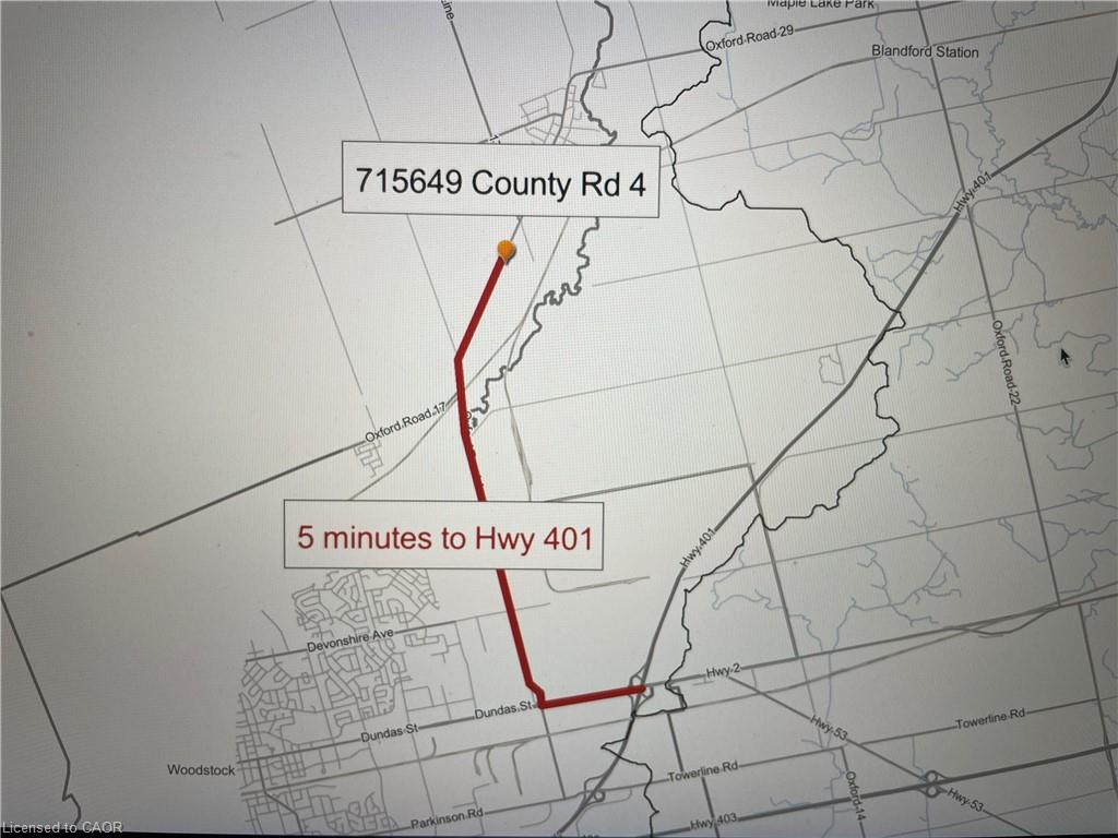 Property Location Map. Illustrating the property's position and proximity to Highway 401