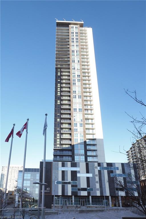 Contemporary high-rise building with a mixed-material facade