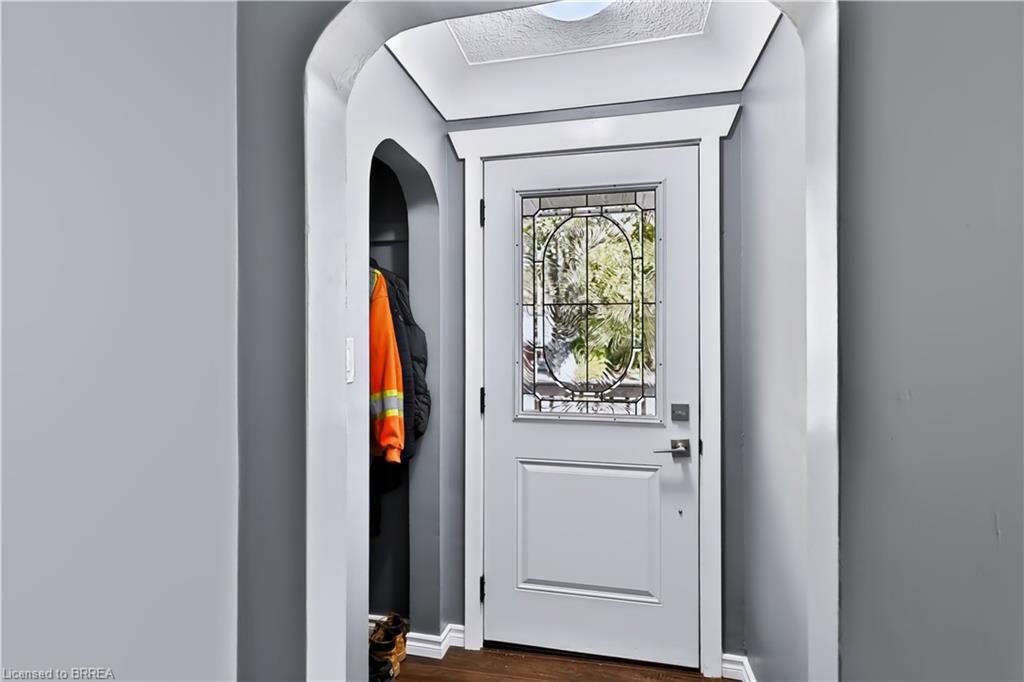 Front entry with closet.